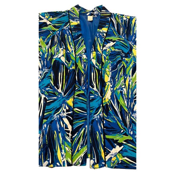 LAVENDER & HONEY 3/4 SLV OPEN-FRONT BLAZER/JACKET, WOMENS, 3X, BLUE YELLOW WHITE - Picture 6 of 12